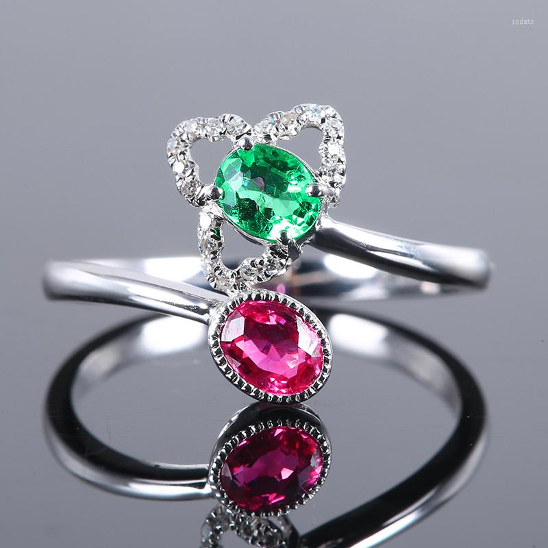 Cluster Rings Color Matching Double Gemstone Ruby Emerald Ring Charm Elegant Noble Sparkle Opening Adjustable S925 Silver Jewelry
Cluster Rings Color Matching Double Gemstone Ruby Emerald Ring Charm Elegant Noble Sparkle Opening Adjustable S925 Silver Jewelry