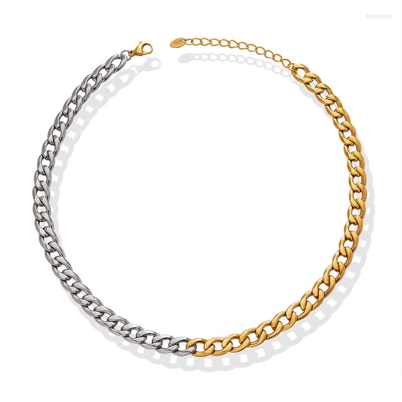 Chains FEILIN Exquisite Girl's Hip-Hop Titanium Steel Necklace Personalized Two-Color Splicing Cuban Linkl Chain Accessories
Chains FEILIN Exquisite Girl's Hip-Hop Titanium Steel Necklace Personalized Two-Color Splicing Cuban Linkl Chain Accessories