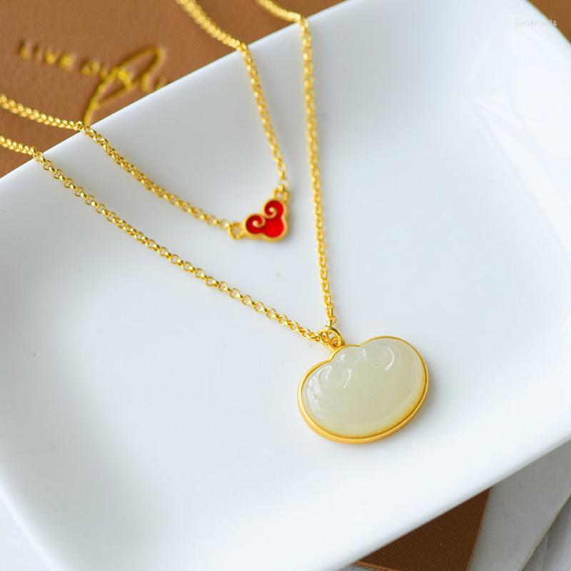Chains Natural Hetian White Jade Auspicious Cloud Pendant Ladies Clavicle Chain Chinese Style Enamel Porcelain Charm Silver Jewelry
Chains Natural Hetian White Jade Auspicious Cloud Pendant Ladies Clavicle Chain Chinese Style Enamel Porcelain Charm Silver Jewelry