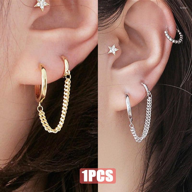 Dangle Earrings 1PCS Stainless Steel Double Ear Hole Link Chain Hoop Earring For Women Jewelry Accessories Gift Wholesale
Dangle Earrings 1PCS Stainless Steel Double Ear Hole Link Chain Hoop Earring For Women Jewelry Accessories Gift Wholesale