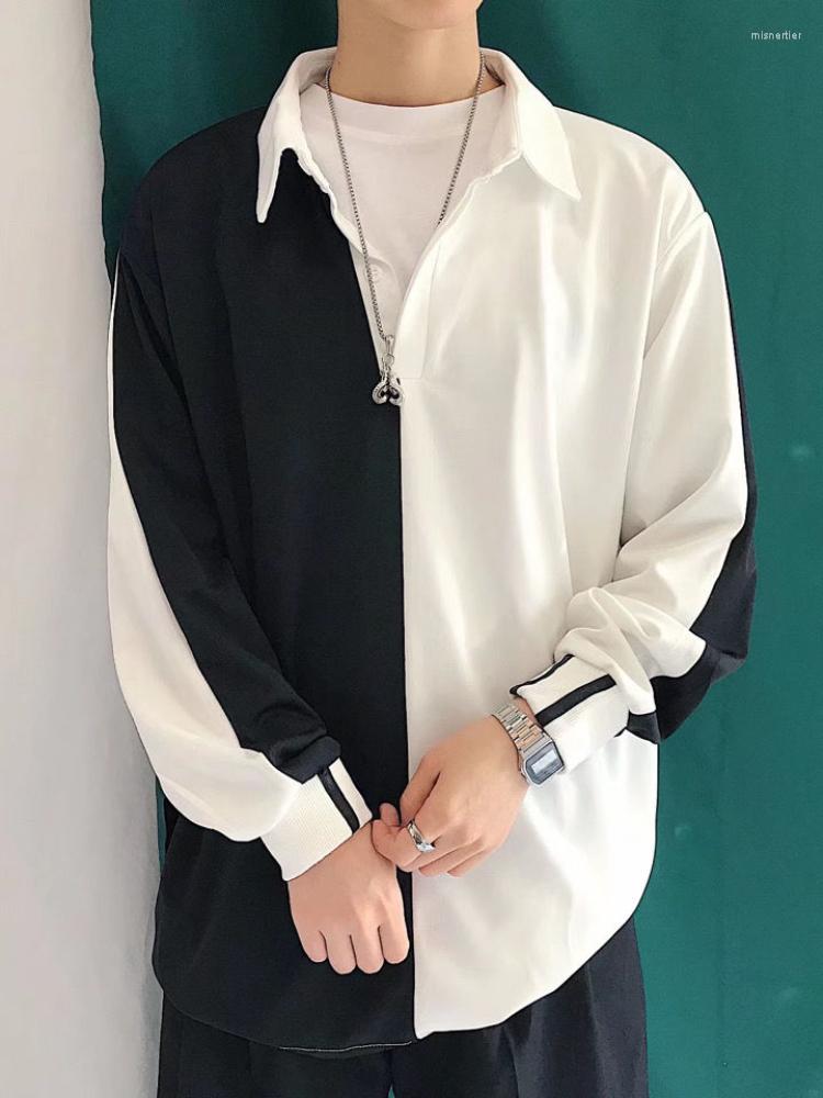 Men's Casual Shirts ZCSMLL White Black Patchwork Loose Women Shirt Turn-down Collar Long Sleeve Top Korean Fashion Men's Blouse, As shown
Men's Casual Shirts ZCSMLL White Black Patchwork Loose Women Shirt Turn-down Collar Long Sleeve Top Korean Fashion Men's Blouse, As shown