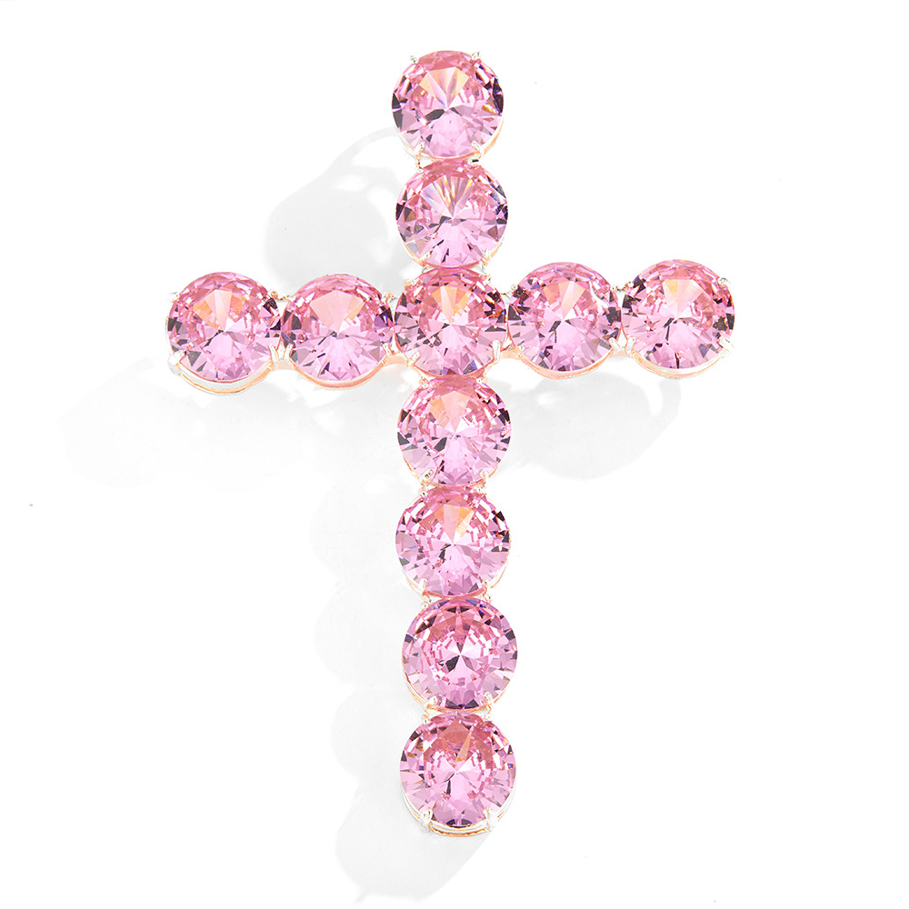 CZ Cubic Zircon Huge Big Cross Pendant Necklace Real 18K Rose Gold Plated Personalized Full Bling Diamond Charm Hip Hop Rapper Jewelry Birthday Gifts 