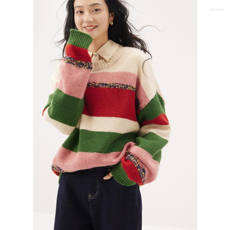 Women's Sweaters Striped Wool Blend Sweater Long Sleeve Top LOOSE O-Neck Indie Folk Autumn/Winter Womens Knitwear Pullover, 25
Women's Sweaters Striped Wool Blend Sweater Long Sleeve Top LOOSE O-Neck Indie Folk Autumn/Winter Womens Knitwear Pullover, 25