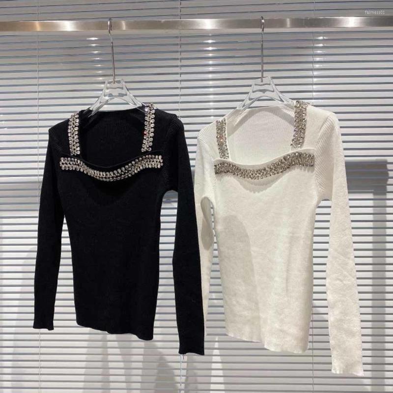 Women's Sweaters 2022 Winter Rhinestone Women Knitted Pullover Square Neck Diamond Nail Bead Edge Sexy Elastic Slim Knit Sweater, Black
Women's Sweaters 2022 Winter Rhinestone Women Knitted Pullover Square Neck Diamond Nail Bead Edge Sexy Elastic Slim Knit Sweater, Black