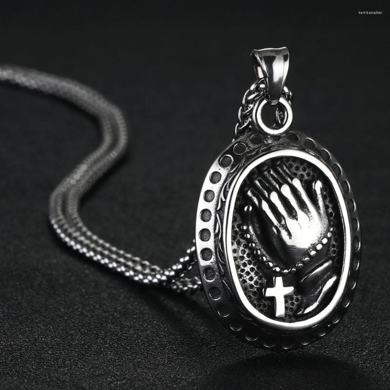 Pendant Necklaces Arrival Stainless Steel Link Chain Round Necklace Praying Hand Cross For Men Accessory Women Jewelry NC034
Pendant Necklaces Arrival Stainless Steel Link Chain Round Necklace Praying Hand Cross For Men Accessory Women Jewelry NC034