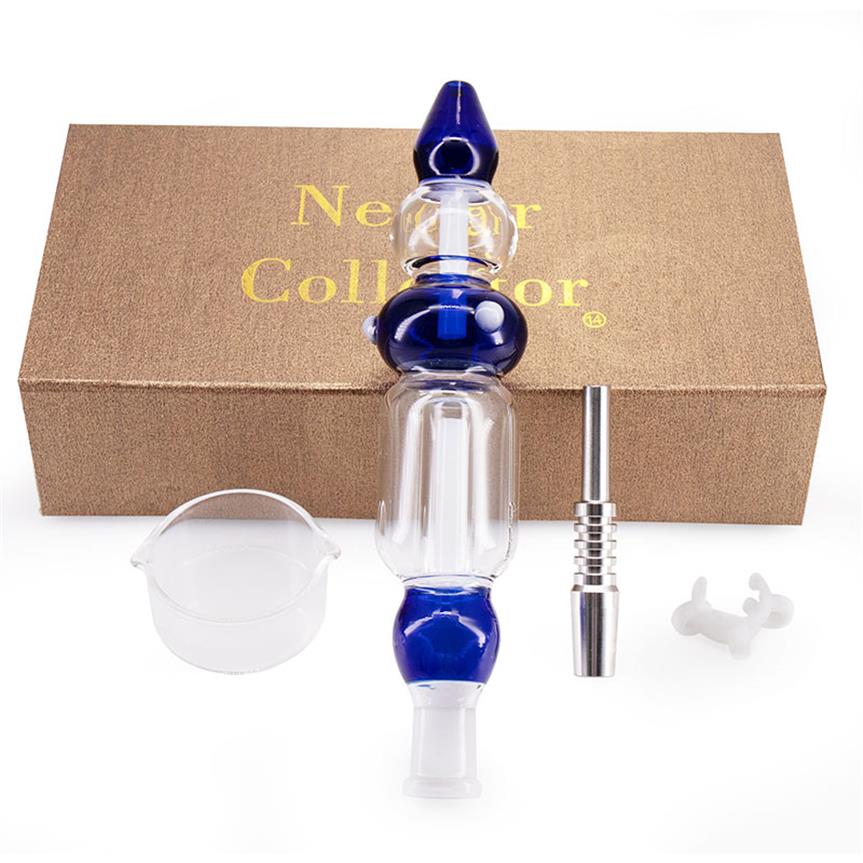 

New Nector Collector Kits Mini Smoking Pipes 10mm 14mm Joint With Titanium Tip Dab Oil Rigs Straw Glass Dish NC Collectors Small B170F