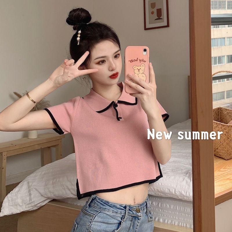 Women's T Shirts Woman TShirts Summer Polo Collar Top Women's Short Sleeve Knitwear T-shirt Crop Mujer Camisetas, 8375 white
Women's T Shirts Woman TShirts Summer Polo Collar Top Women's Short Sleeve Knitwear T-shirt Crop Mujer Camisetas, 8375 white