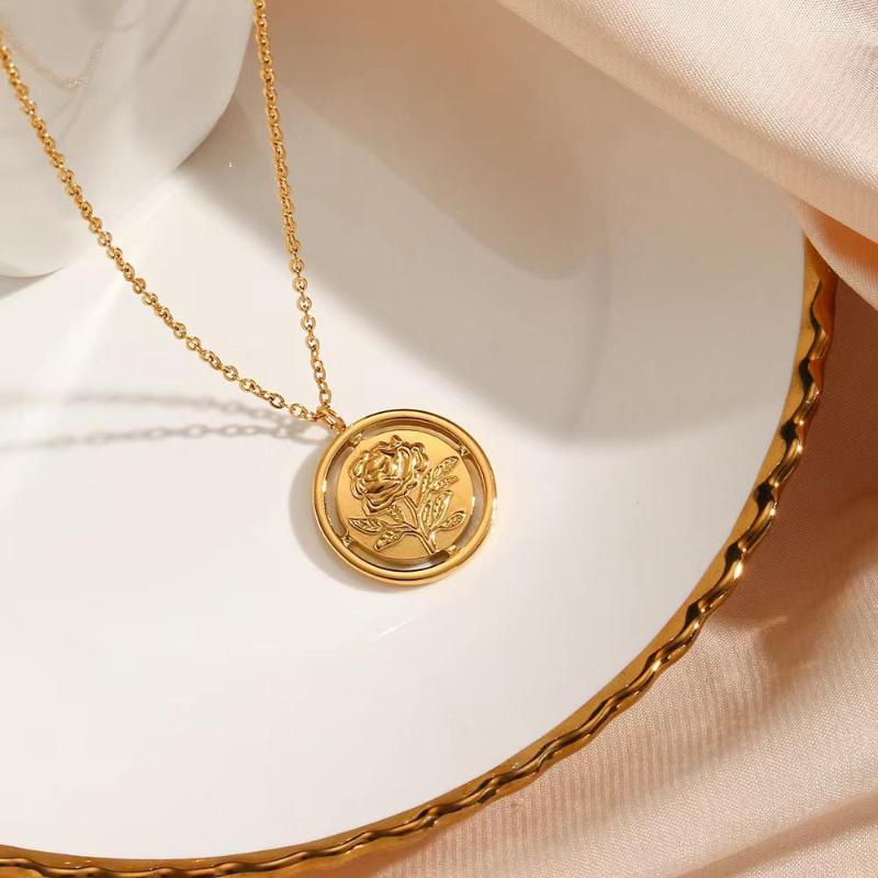 Pendant Necklaces Fashion SimpIe Temperament Round Brand JeweIry StainIess SteeI PIating 18K GoId HoIIow Out Design Rose Exquisite NeckIace
Pendant Necklaces Fashion SimpIe Temperament Round Brand JeweIry StainIess SteeI PIating 18K GoId HoIIow Out Design Rose Exquisite NeckIace