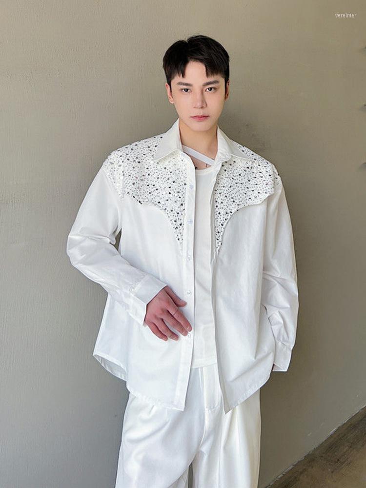Men's Casual Shirts Sequin Stitching Personality Design Men's White Shirt Korean Style 2023 Fashionable Lapel Single Breasted Blouse
Men's Casual Shirts Sequin Stitching Personality Design Men's White Shirt Korean Style 2023 Fashionable Lapel Single Breasted Blouse