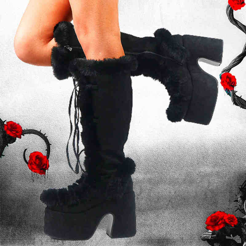 Gigifox Winter Fur Big Size 43 Black Brwon Gothic Chunky Boots High Heel Heels Platform Keeping Warm Shoes Women J220805, Black mattress
Gigifox Winter Fur Big Size 43 Black Brwon Gothic Chunky Boots High Heel Heels Platform Keeping Warm Shoes Women J220805, Black mattress