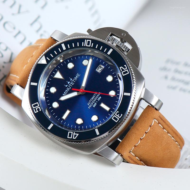 Wristwatches Automatic Mechanical Watch Men NH35 Movement 42mm PAM Stainless Steel Case Sapphire Glass Wristwatch Date Genuine Leather Strap, Blue
Wristwatches Automatic Mechanical Watch Men NH35 Movement 42mm PAM Stainless Steel Case Sapphire Glass Wristwatch Date Genuine Leather Strap, Blue