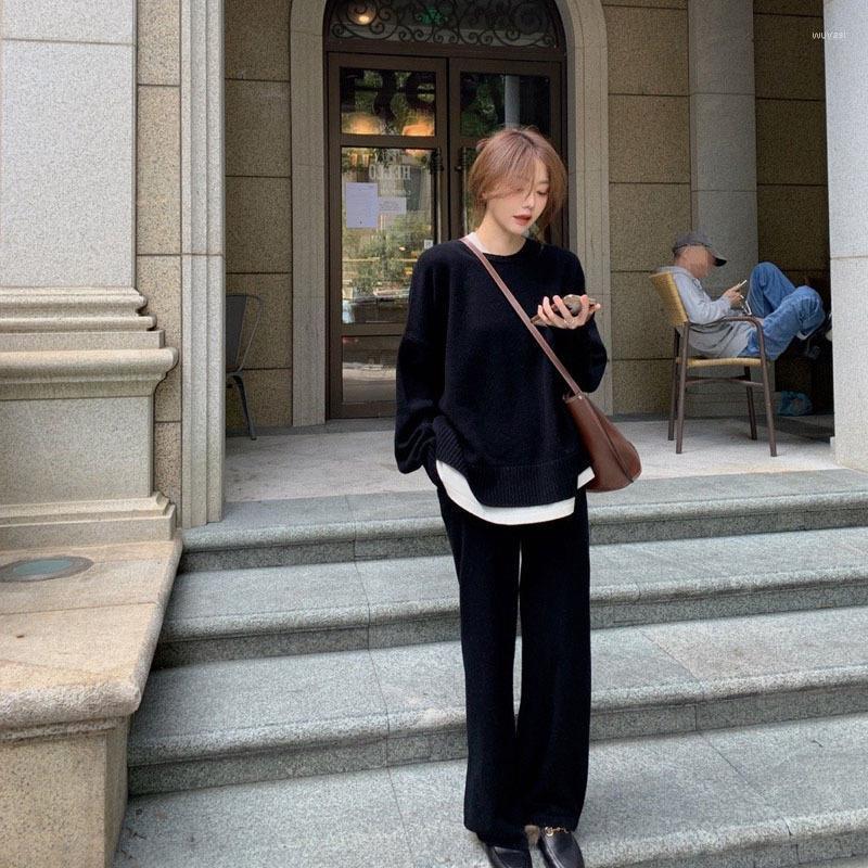 Women's Sweaters Herstory Autumn Winter 2022 Leisure Suit Women's Fake Two Piece Korean Temperament Knitted Sweater Wide Leg Pants, Black
Women's Sweaters Herstory Autumn Winter 2022 Leisure Suit Women's Fake Two Piece Korean Temperament Knitted Sweater Wide Leg Pants, Black