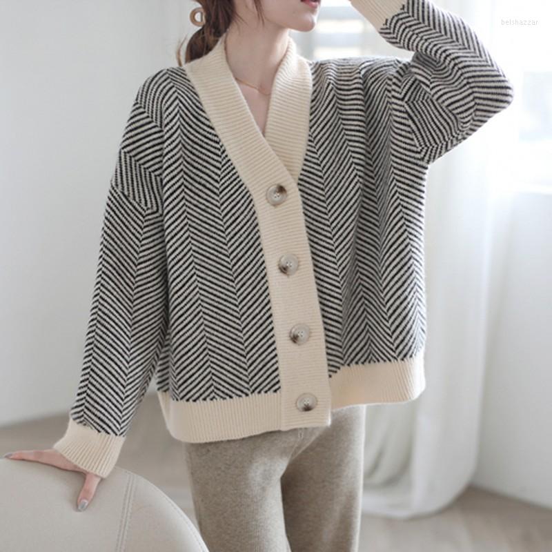 Women's Sweaters 2022 Autumn Striped Knitted Cardigans Sweater Women Vintage Korean Long Sleeve Fashion Streetwear Loose Female Tops, Picture shown
Women's Sweaters 2022 Autumn Striped Knitted Cardigans Sweater Women Vintage Korean Long Sleeve Fashion Streetwear Loose Female Tops, Picture shown