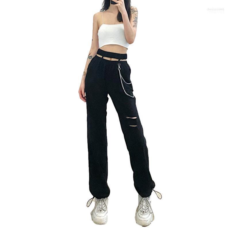 Women' Jeans Women' Women Loose Style Pants With Decorative Chain Black Solid Color High Waist Hollow Out Trousers / M/ L
Women' Jeans Women' Women Loose Style Pants With Decorative Chain Black Solid Color High Waist Hollow Out Trousers / M/ L