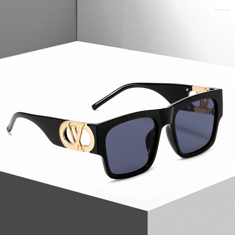 Sunglasses Glamour Ladies Women Fashion Glasses Square V Gold Designer UV400