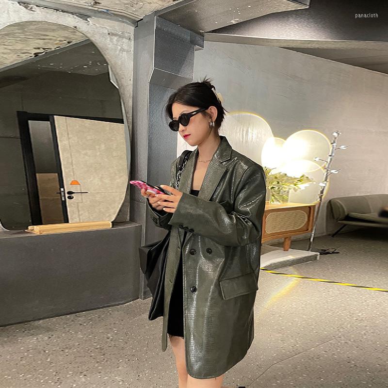 Women' Leather Women Faux Blazer Spring Autumn Lapel Long Sleeve Loose Crocodile Pattern PU Jacket Clothes Jaqueta Feminina, Pickle green
Women' Leather Women Faux Blazer Spring Autumn Lapel Long Sleeve Loose Crocodile Pattern PU Jacket Clothes Jaqueta Feminina, Pickle green