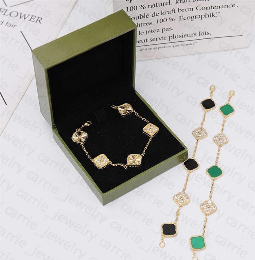 925 Silver Luxury Designer Bracelet 4/Four Leaf Clover Charm Bracelets Elegant Fashion 18K Gold Agate flower Chain jewelry Luck Women Girls Couple Holiday Party Gift
925 Silver Luxury Designer Bracelet 4/Four Leaf Clover Charm Bracelets Elegant Fashion 18K Gold Agate flower Chain jewelry Luck Women Girls Couple Holiday Party Gift