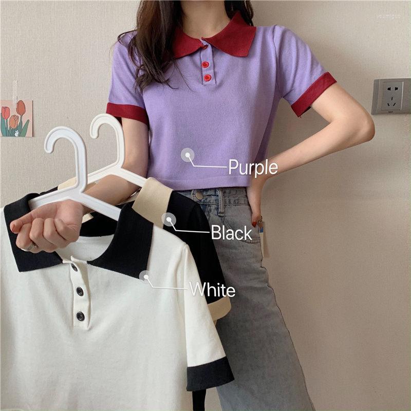 Women's T Shirts Woman TShirts Polo Collar Knitwear Summer Short-Sleeved T-shirt Women's Top Crop Mujer Camisetas, Black
Women's T Shirts Woman TShirts Polo Collar Knitwear Summer Short-Sleeved T-shirt Women's Top Crop Mujer Camisetas, Black