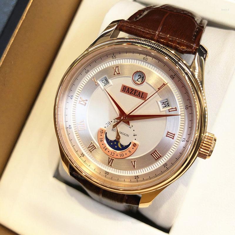 Wristwatches HAZEAL Business Mechanical Mens Watch Fashion Automatic Man Watches Genuine Leather Date Week Display Sapphire Glass Male Clock, 682101-3
Wristwatches HAZEAL Business Mechanical Mens Watch Fashion Automatic Man Watches Genuine Leather Date Week Display Sapphire Glass Male Clock, 682101-3
