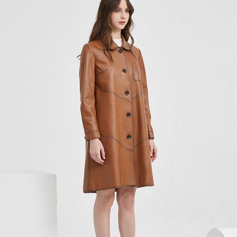Women' Leather Slim Designer Sheepskin Jacket Women Autumn Square Collar Genuine Medium Long Trench Coat Retro Elegant Outerwear, Light brown
Women' Leather Slim Designer Sheepskin Jacket Women Autumn Square Collar Genuine Medium Long Trench Coat Retro Elegant Outerwear, Light brown