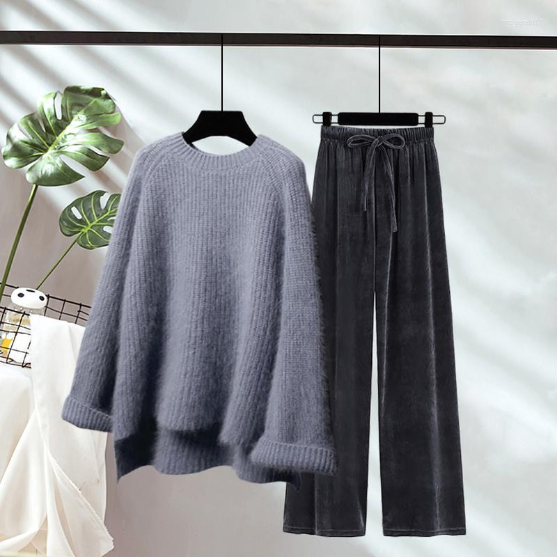 Women' Two Piece Pants Fleece Knitted Women Suits WinterFlare Sleeved Sweater Pullovers And Wide Leg Ankle Length Elegant Female Clothing, Khkai black set
Women' Two Piece Pants Fleece Knitted Women Suits WinterFlare Sleeved Sweater Pullovers And Wide Leg Ankle Length Elegant Female Clothing, Khkai black set