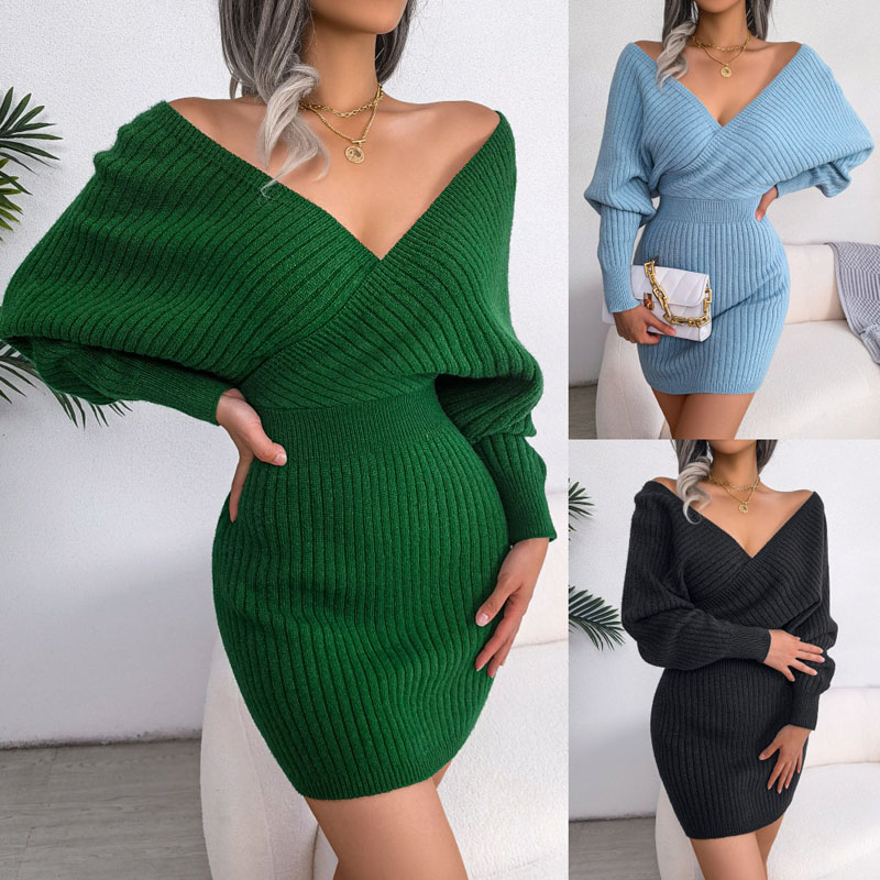 Autumn sexy sweater dress cross V neck bat designer hip wrap skims dresses High waist winter woman clothes white party dress Wholesale Price, Green
Autumn sexy sweater dress cross V neck bat designer hip wrap skims dresses High waist winter woman clothes white party dress Wholesale Price, Green