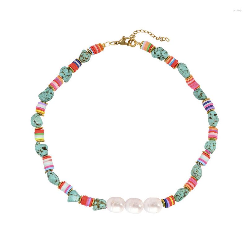 Pendant Necklaces Boho Natural Blue Stone Beaded Necklace National Style Ladies Charm Jewelry Short Freshwater Pearl Choker 2022
Pendant Necklaces Boho Natural Blue Stone Beaded Necklace National Style Ladies Charm Jewelry Short Freshwater Pearl Choker 2022