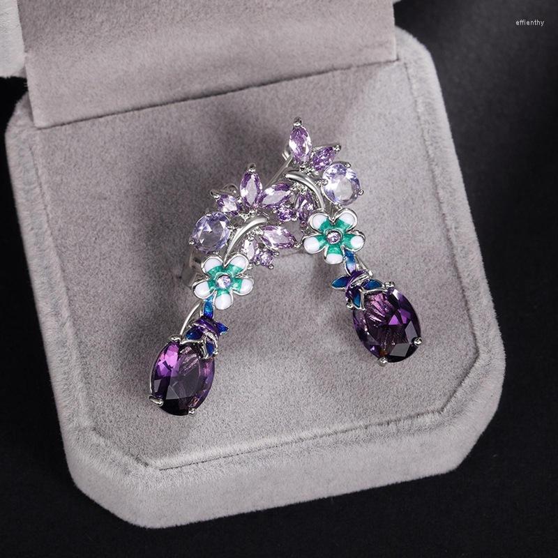 Dangle Earrings Oval Purple Zircon Flower Female European And American Butterfly Ladies
Dangle Earrings Oval Purple Zircon Flower Female European And American Butterfly Ladies