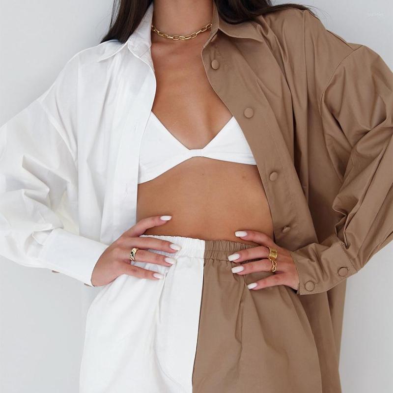 Women's Two Piece Pants Casual Splicing Shirt Shorts Set Women Fashion Long Sleeve Lapel Shirts Elastic High Waist Suit Office Outfit, Khaki
Women's Two Piece Pants Casual Splicing Shirt Shorts Set Women Fashion Long Sleeve Lapel Shirts Elastic High Waist Suit Office Outfit, Khaki
