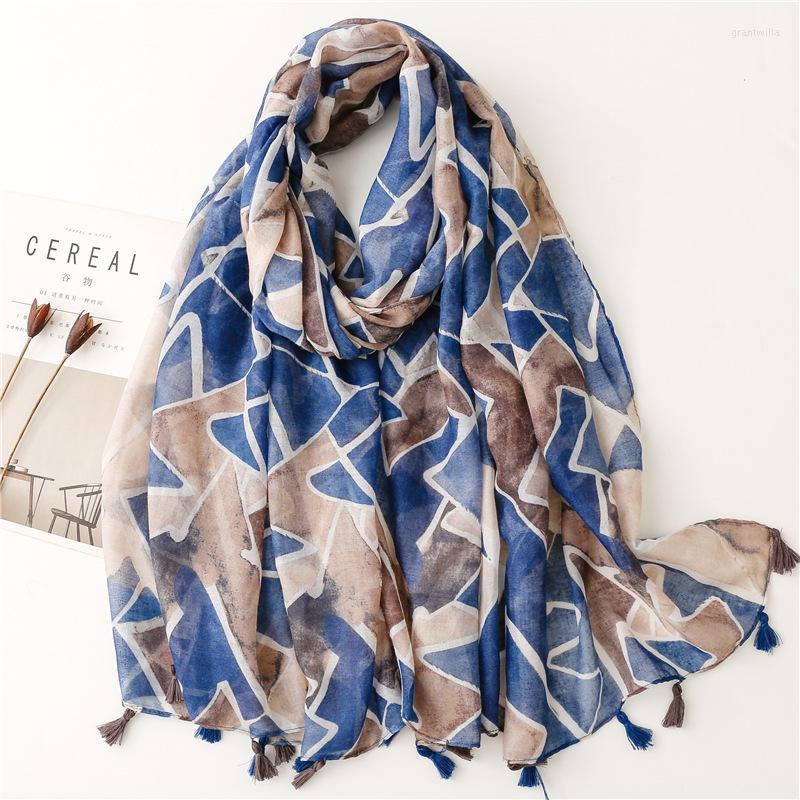 Scarves Ethnic Viscose Cotton Soft Scarf Woman Hand Painted Geometric Printing Fringed Gauze Shawl
Scarves Ethnic Viscose Cotton Soft Scarf Woman Hand Painted Geometric Printing Fringed Gauze Shawl
