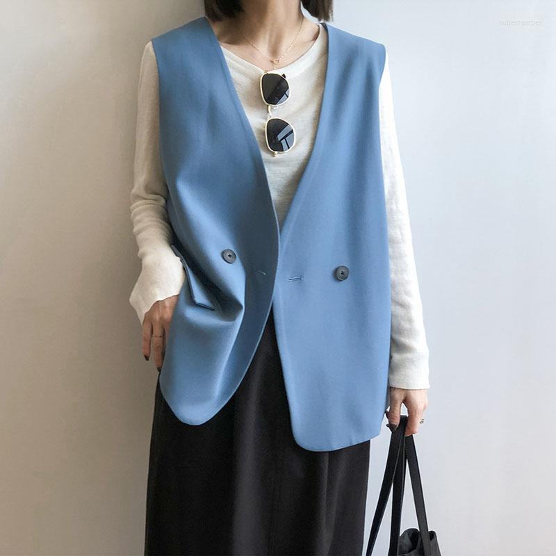 

Women's Vests 2022 Spring Women's Suit Vest Blazer Sleeveless Korean Fashion Casual Loose One Button Jacket Waistcoat Cardigans, Black