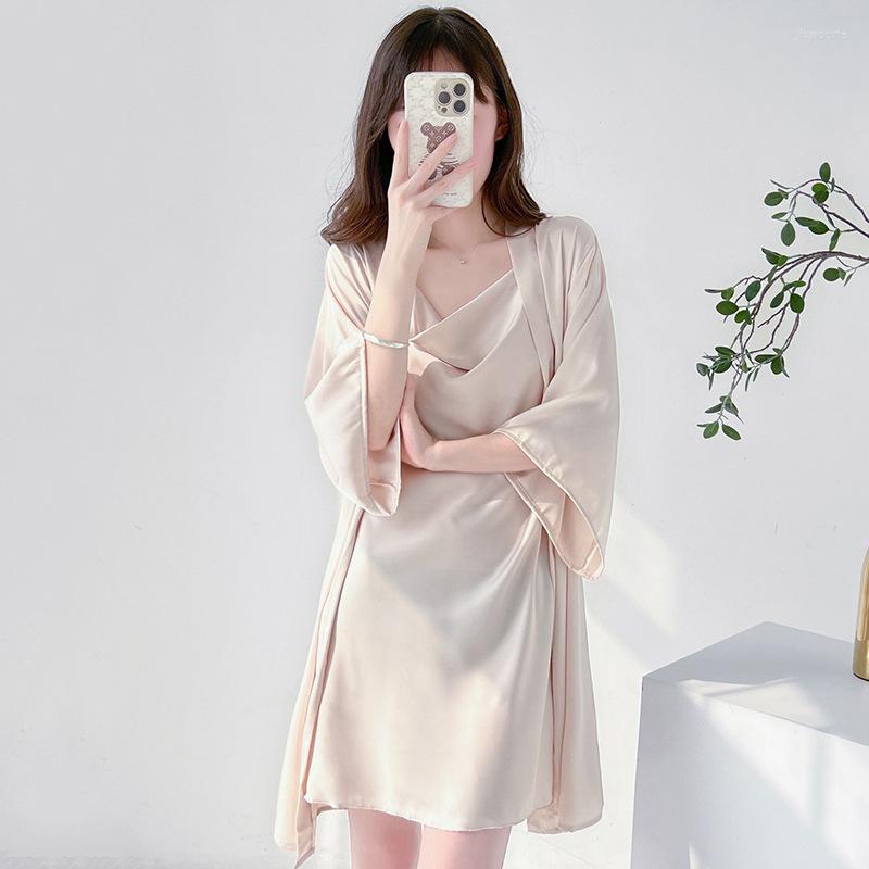 Women's Sleepwear Sexy Silk Satin 2PCS Robe Suit For Women Intimate Mini Camisole Nightgown Spring Summer Home Dress Pyjamas, Black
Women's Sleepwear Sexy Silk Satin 2PCS Robe Suit For Women Intimate Mini Camisole Nightgown Spring Summer Home Dress Pyjamas, Black