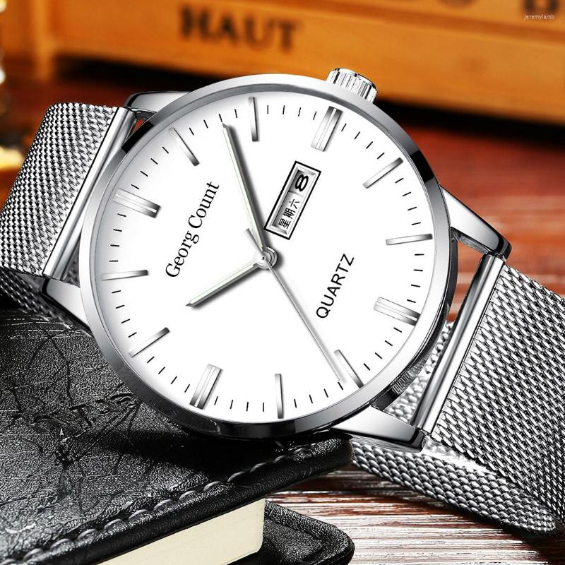 Wristwatches Men Quartz Movement Net Stainless Steel Black Leather Strap Rose Gold Relogio Simple Watch
Wristwatches Men Quartz Movement Net Stainless Steel Black Leather Strap Rose Gold Relogio Simple Watch