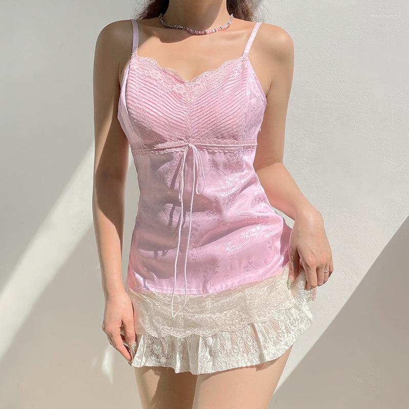 Women' Tanks 2022 Fashion Floral Print Lace Patchwork Pink Camisole Women Sleeveless V Neck Tie Up TanK Top Summer Girl Sexy Casual Tops
Women' Tanks 2022 Fashion Floral Print Lace Patchwork Pink Camisole Women Sleeveless V Neck Tie Up TanK Top Summer Girl Sexy Casual Tops