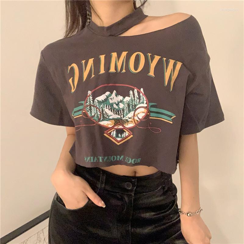 Women' T Shirts WEEKEEP Personality Printing Irregular Hollow Strapless Short-sleeved T-shirt Female Ins Loose Wild Short Top Summer, Gray
Women' T Shirts WEEKEEP Personality Printing Irregular Hollow Strapless Short-sleeved T-shirt Female Ins Loose Wild Short Top Summer, Gray
