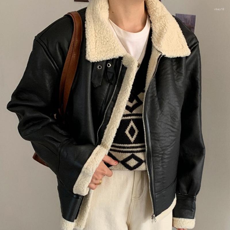 Women's Fur Lambswool PU Outerwear Lady Vintage Thicken Warm Leather Jacket Women 2022 Winter Lapel Belt Locomotive Short Coat Female, Black
Women's Fur Lambswool PU Outerwear Lady Vintage Thicken Warm Leather Jacket Women 2022 Winter Lapel Belt Locomotive Short Coat Female, Black