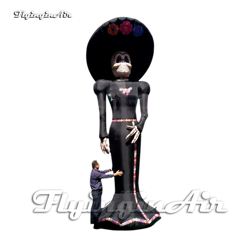 Outdoor Giant Inflatable Skeleton Couple Los Muertos Skull Ghost Black Air Blow Up Deceased Bone Monster Balloon For Halloween Decoration