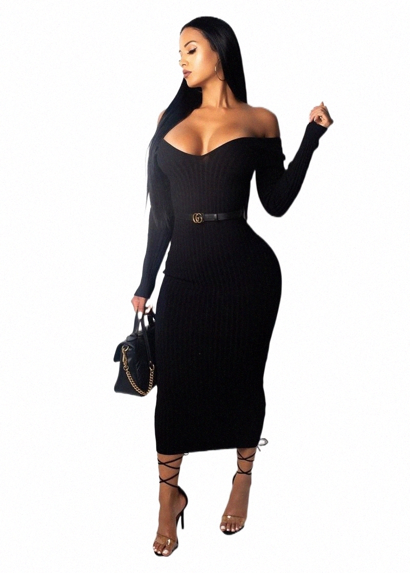 casual Dresses Women Knitted Dress Leisure Solid Color Ribbed Long Sleeves Slim V-neck For Female D6IN#, Black
casual Dresses Women Knitted Dress Leisure Solid Color Ribbed Long Sleeves Slim V-neck For Female D6IN#, Black