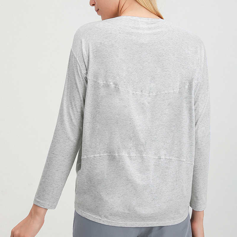 L-88267 Loose Casual Yoga T-shirt Women Slim Fit Comfortable Breathable Yoga Suit Long Sleeve Tops
