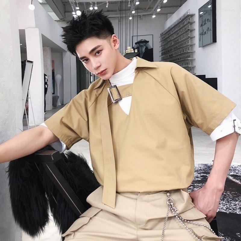 Men's Casual Shirts Short Sleeve Summer Shirt Male Korean Trend Personality Ribbon Fashion Loose Hip Hop Men High Quality Clothes, Khaki short sleeve
Men's Casual Shirts Short Sleeve Summer Shirt Male Korean Trend Personality Ribbon Fashion Loose Hip Hop Men High Quality Clothes, Khaki short sleeve