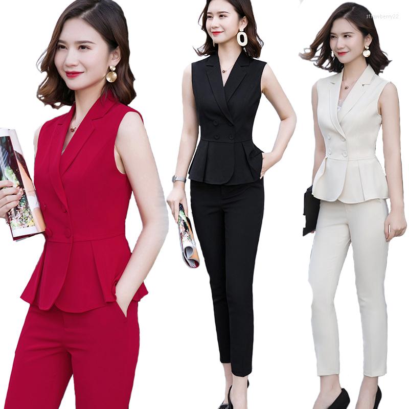 Women' Two Piece Pants 2022 Summer Office Suit Set Women Sleeveless Blouse Suits Workwear Fashion Elegant Ladies Matching, Black
Women' Two Piece Pants 2022 Summer Office Suit Set Women Sleeveless Blouse Suits Workwear Fashion Elegant Ladies Matching, Black