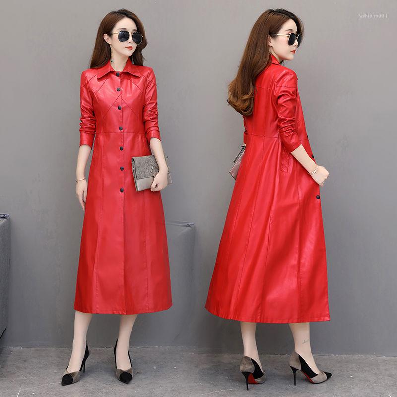Women' Leather Autumn Faux Windbreaker Women' Fashion PU Overcoat Vintage Long Temperament Thick Casual Trench Coat Outwears, Black
Women' Leather Autumn Faux Windbreaker Women' Fashion PU Overcoat Vintage Long Temperament Thick Casual Trench Coat Outwears, Black