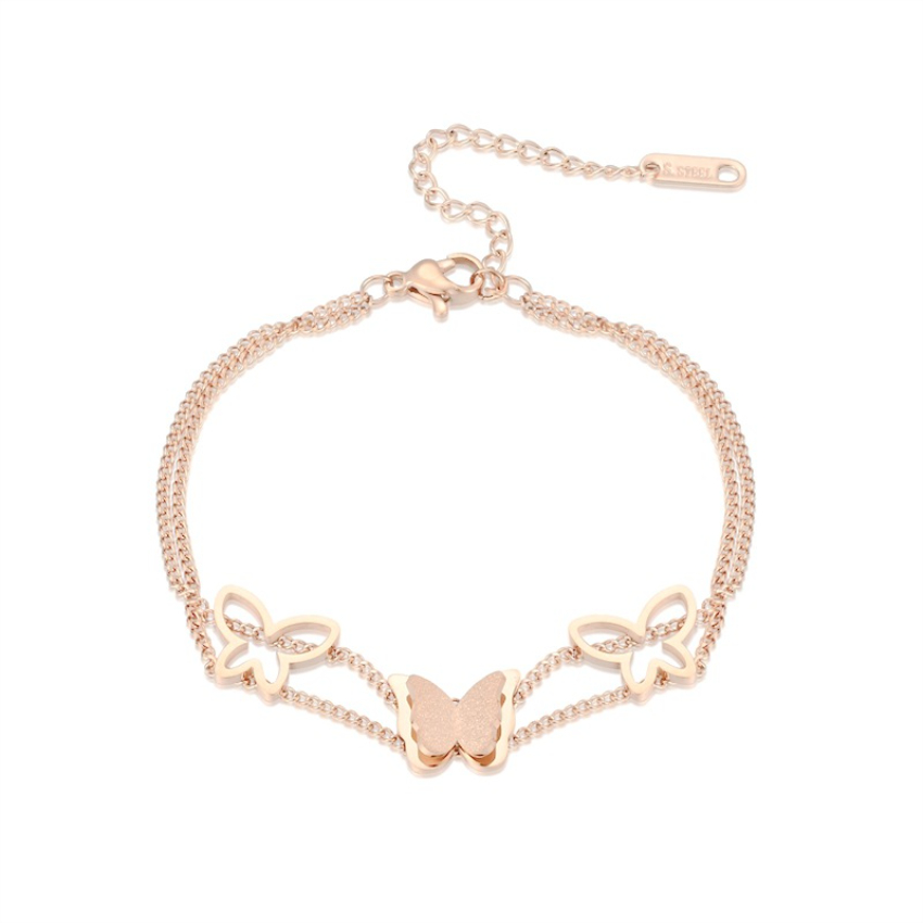 Frosted Butterfly charm Bracelet Stainless Steel Rose Gold Chain Charms Women Fashion Jewelry Gift
Frosted Butterfly charm Bracelet Stainless Steel Rose Gold Chain Charms Women Fashion Jewelry Gift