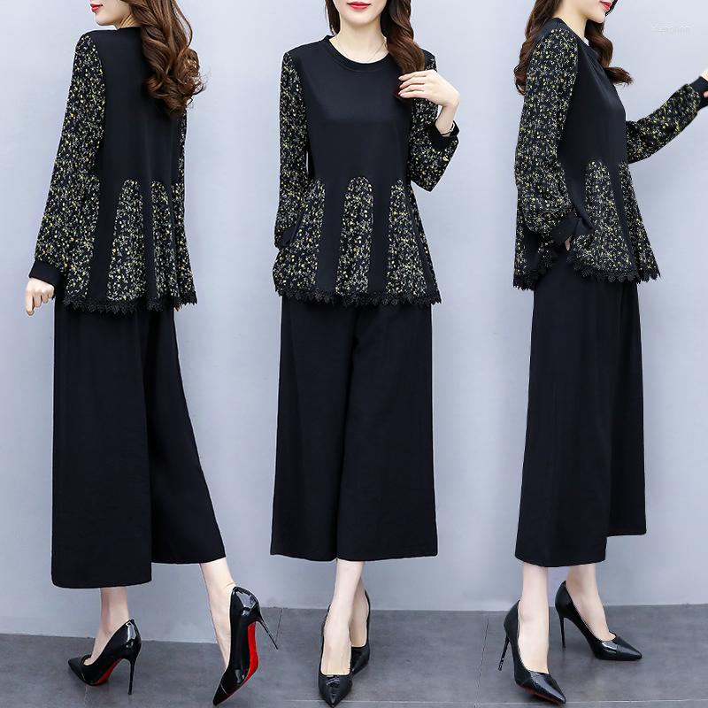 Women's Tracksuits Korean Plus Size Top&pants Set Spring Stitching Chiffon Wide Leg Pants Suit Slim Survetement Femme 2 Piece, As photo
Women's Tracksuits Korean Plus Size Top&pants Set Spring Stitching Chiffon Wide Leg Pants Suit Slim Survetement Femme 2 Piece, As photo