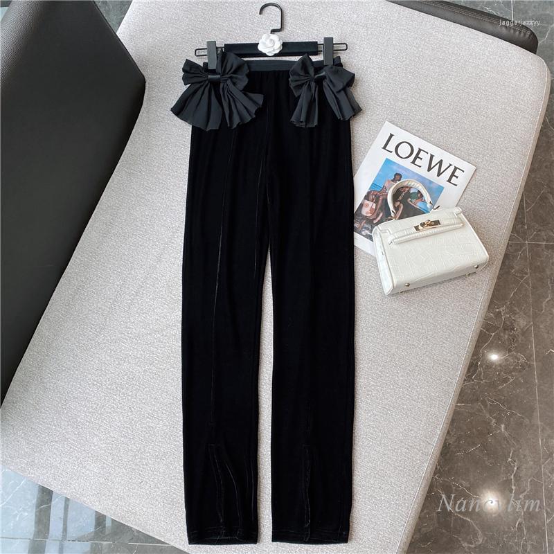 Women' Pants High Waist Slimming Gold Velvet Casual For Women 2022 Autumn And Winter European Style Sweet Bow Trousers Black Slim
Women' Pants High Waist Slimming Gold Velvet Casual For Women 2022 Autumn And Winter European Style Sweet Bow Trousers Black Slim