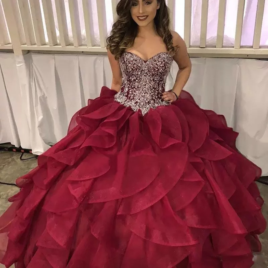 Red Luxury Crystals Beading Quinceanera Dresses Sweetheart Corset Burgundy Organza Princess Sweet 16 Ball Gown Prom Dress Vestidos, Chocolate
Red Luxury Crystals Beading Quinceanera Dresses Sweetheart Corset Burgundy Organza Princess Sweet 16 Ball Gown Prom Dress Vestidos, Chocolate