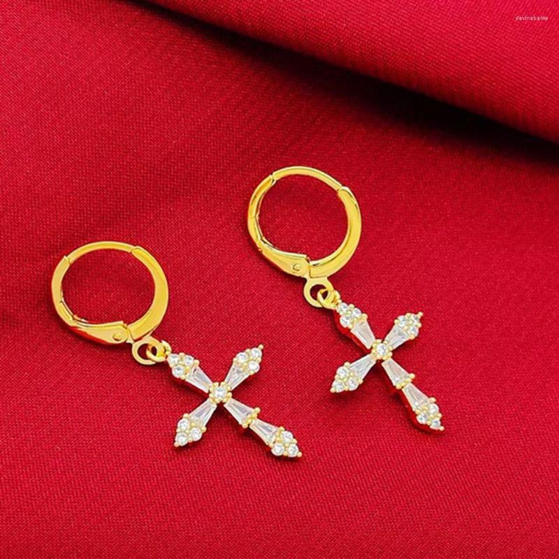 Dangle Earrings Cross With Zircon Bling Women Jewelry Yellow Gold Filled Classic Gift
Dangle Earrings Cross With Zircon Bling Women Jewelry Yellow Gold Filled Classic Gift