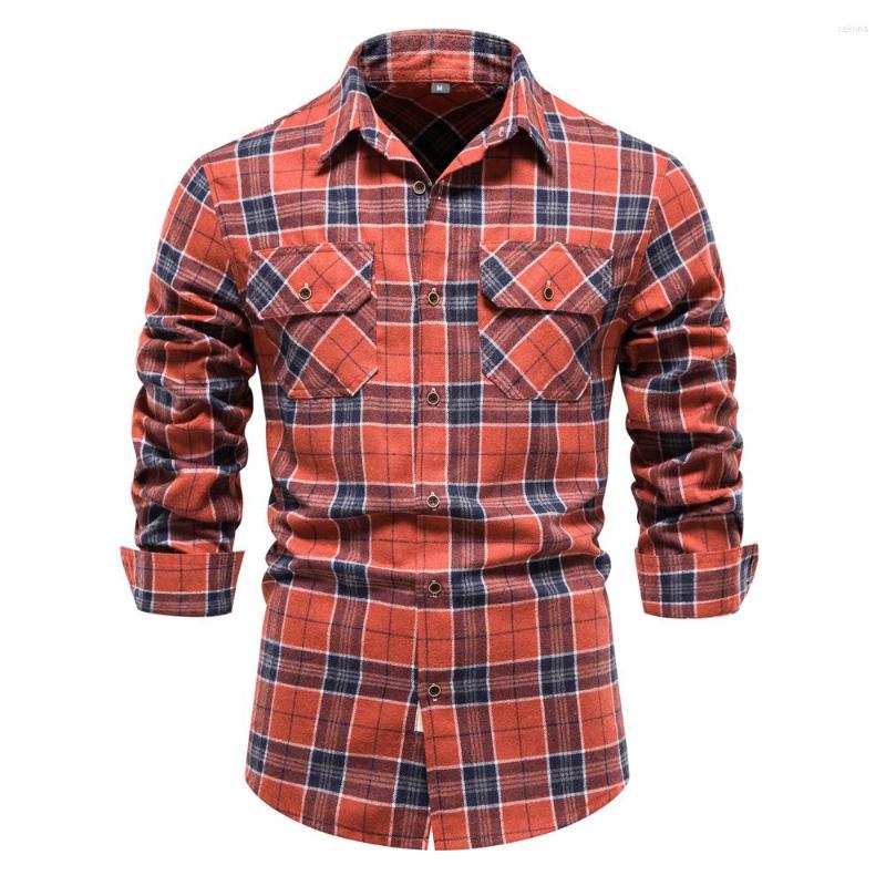 Men's Casual Shirts Checkered Business Men Double Pocket Long Sleeve Mens Plaid Flannel Autumn Tops, Cs802 
Men's Casual Shirts Checkered Business Men Double Pocket Long Sleeve Mens Plaid Flannel Autumn Tops, Cs802