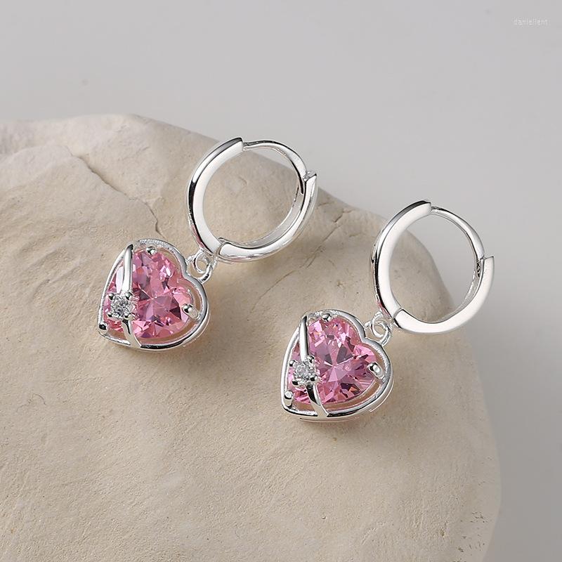 Stud Earrings Geometry 925 Silver Sterling Pink Zircon Heart Pendant For Women Earring S925 Jewelry Charms Simple Design 
Stud Earrings Geometry 925 Silver Sterling Pink Zircon Heart Pendant For Women Earring S925 Jewelry Charms Simple Design