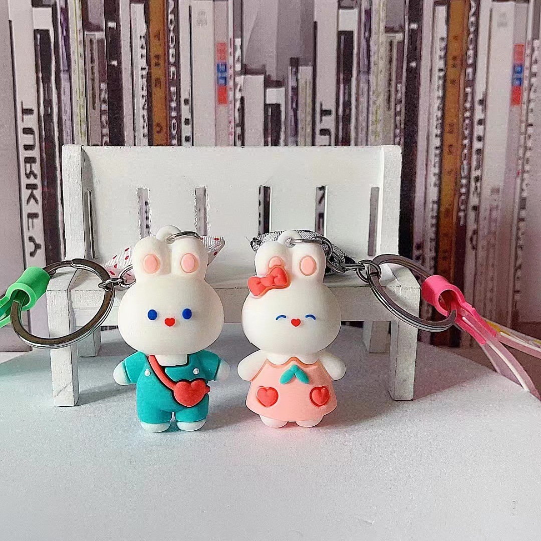 Cartoon White Rabbit Bear Keychain Creamy Candy Key Chain Doll Series Lovely Bag Pendant Personalized Lovers Gifts
